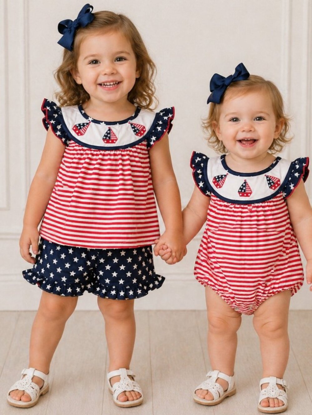 EMBROIDERED PATRIOTIC SAILBOAT OUTFIT - NEW